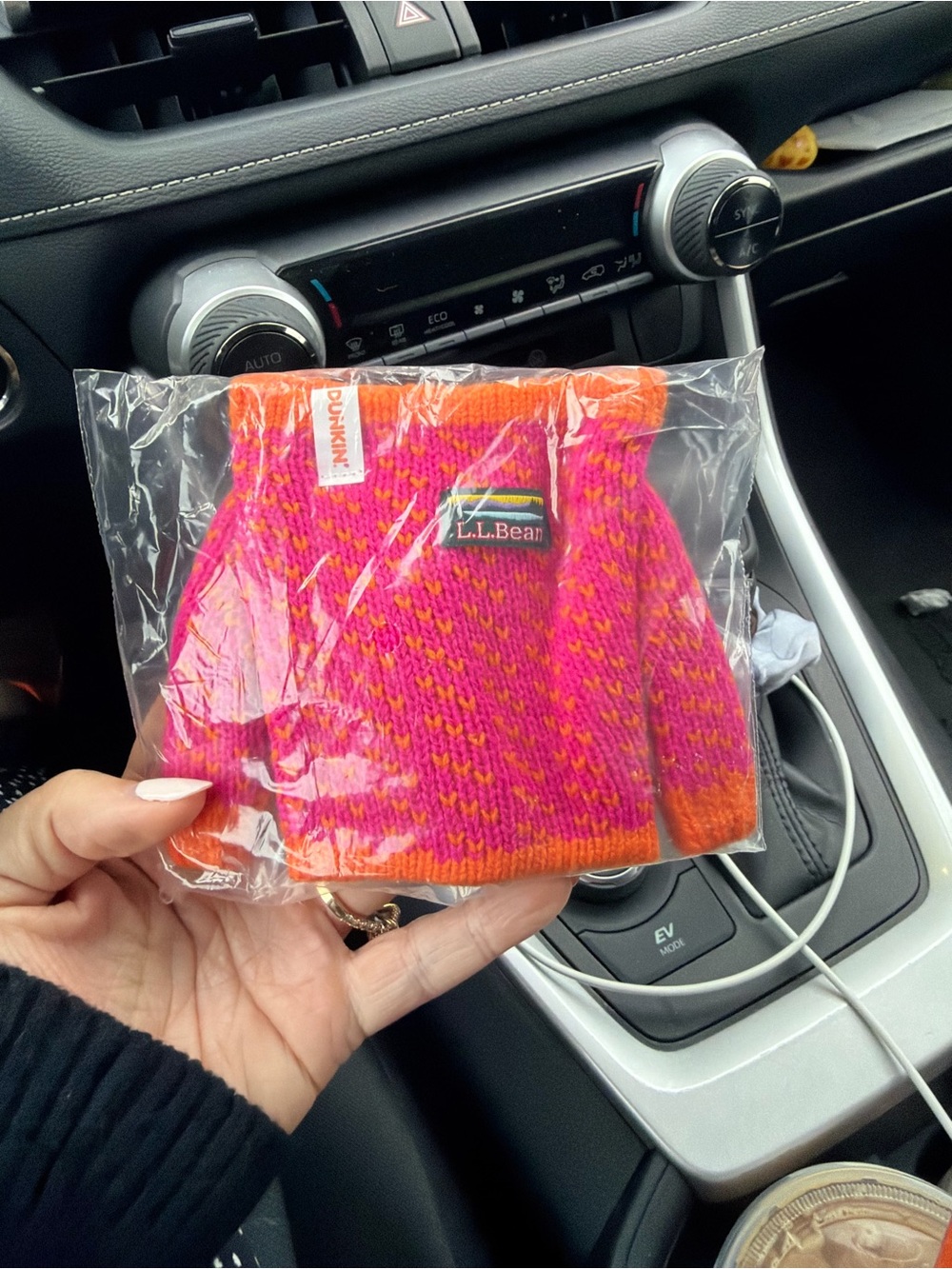 L.L. Bean Kids Pink and Orange Knit Mittens
